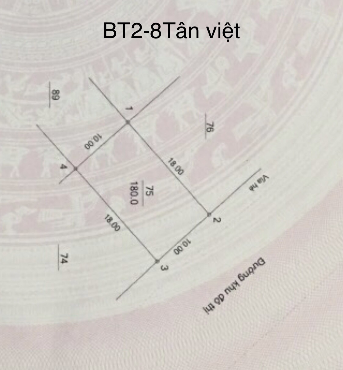 Bán đất BT2-8 Tân Việt: DT 180m2*MT10m* giá 50tr/m2.lh 0382703234.