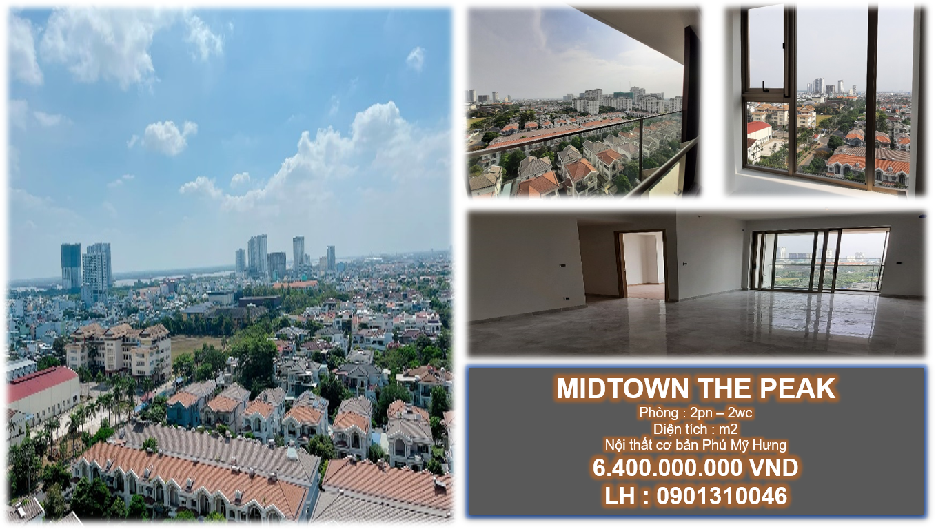 Cần bán Căn hộ view vô cực Midtown Phú Mỹ Hưng, 83m²,  6.4 Tỷ - LH: 0934158881