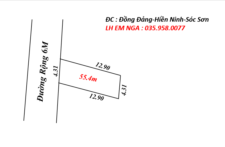 Bán gấp 55.4m full thổ cư ở Đồng Đảng,Hiền Ninh ,Sóc Sơn,giá siêu mềm