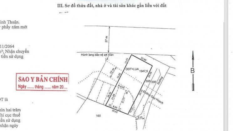 Bán đất mặt tiền đường Nguyễn Thị Minh Khai, Tp Phan Rang - Tháp Chàm,  1347m2 Sổ riêng 3