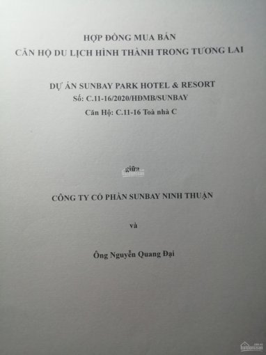 Chính chủ cần bán căn hộ mặt biển Sunbay Ninh Thuận, đã ký HĐMB và thanh toán 33% LH 0932836006 5