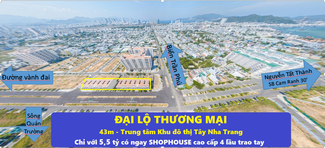Duy nhất Shophouse VCN mặt tiền đường 43m Thành phố Nha Trang - Giá F0 từ CĐT 3