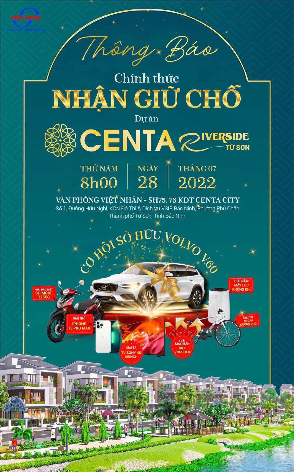 GIƯ CHỖ CENTA RIVERSIDE TỪ SƠN - 0395726116