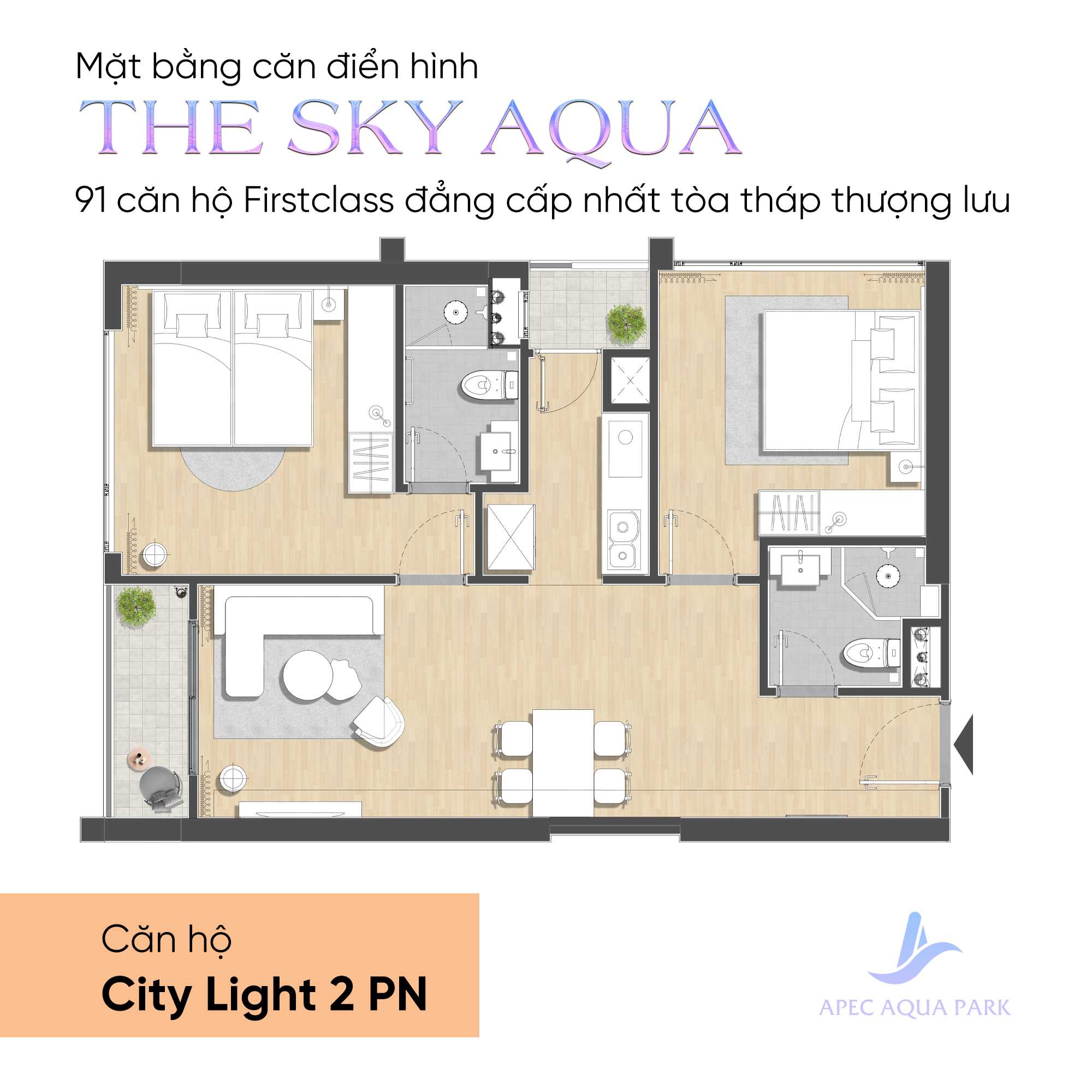 Cần bán Căn hộ chung cư dự án Aqua Park Bắc Giang, Diện tích 44m², Giá 41 Triệu/m² 3