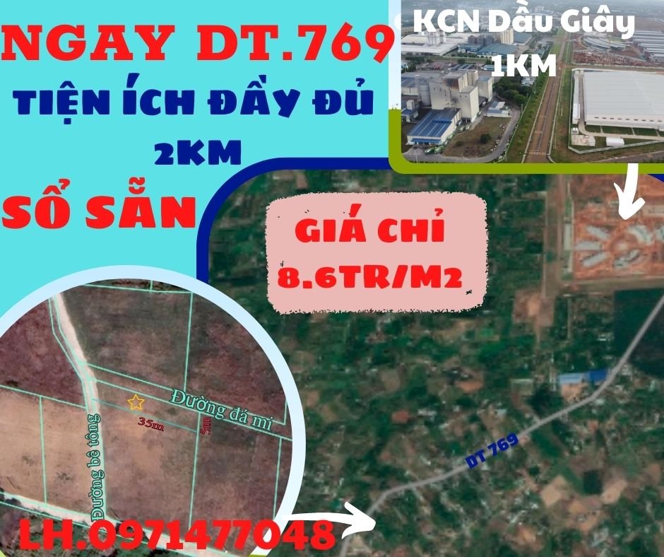 ĐẤT NỀN VÙNG VEN-NẰM TRÊN TRỤC DT769 SÁT BÊN KHU CÔNG NGHIỆP