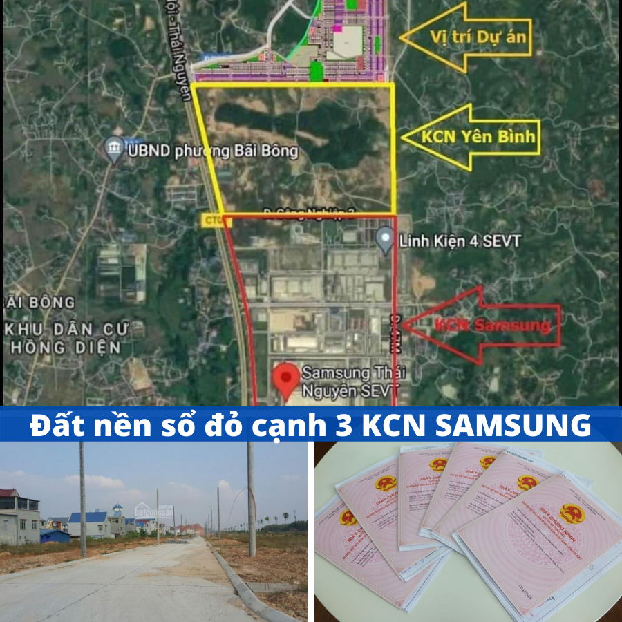 Bán đất sổ đỏ KCN, dự án Hồng Tiến Phổ Yên Thái Nguyên cực đẹp- LH: 0915554832 4