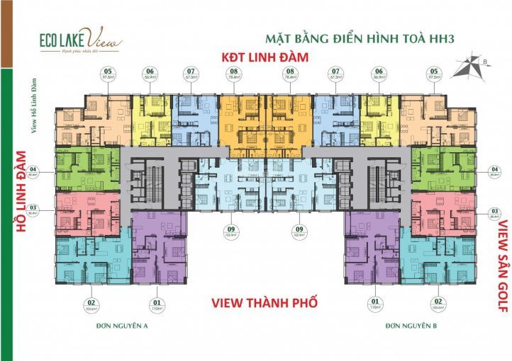 Chính Chủ Bán Nhanh Gấp Ch Eco Lake View đại Từ Tầng 20-01 Tòa Hh3b (103,7m2) & 15-08 Tòa Hh2b (76m2), 0916647040 2