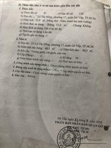 Chính Chủ Bán Nhanh Nhà Cấp 4 Mặt Tiền Chợ Căn Cứ 26, đường Lê Thị Hồng, Phường 17, Gò Vấp 2