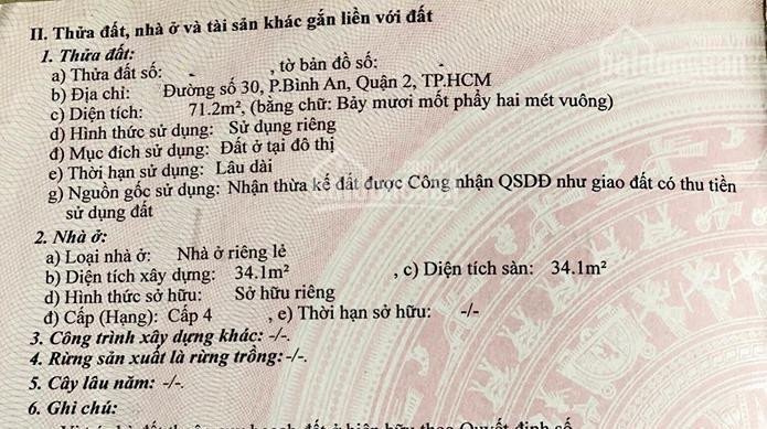 Chính Chủ Bán Nhanh Nhà Vuông Vức đường Số 30, Phường Bình An, Quận 2, Dt: 72m2, Lh: 0903 652 452 2