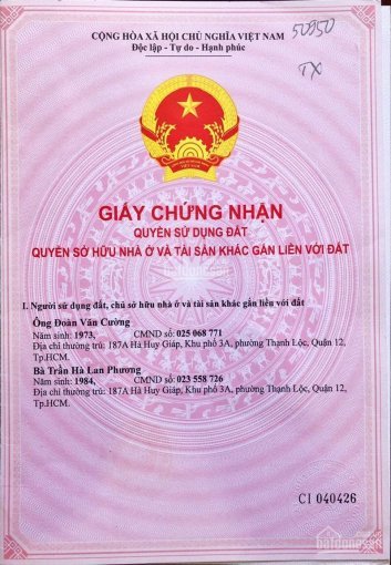 Chính Chủ Cần Bán Lô đất 126,7 M2, Thổ Cư 100%, Shr P Thạnh Xuân, Q12, Giá Tốt Nhất, 0982786699