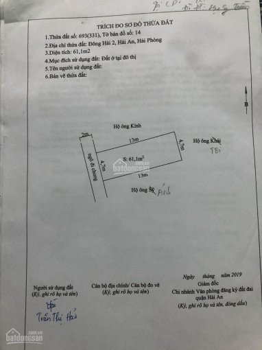 đất Lô Góc 61m Mặt Ngõ Hạ đoạn 2, đông Hải 2 , Giá Chỉ 13tr/m