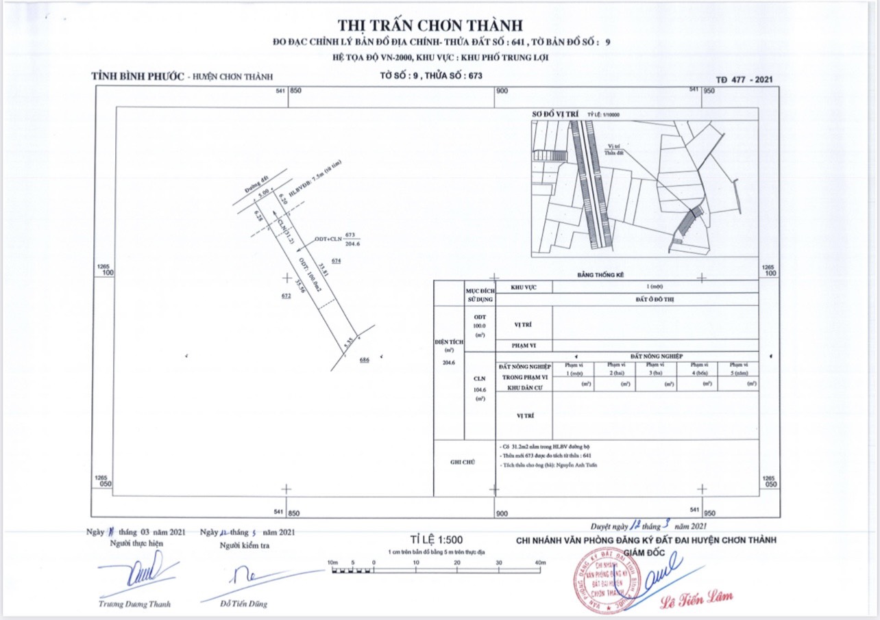 Cần bán Đất đường Nguyễn Văn Linh, Thị trấn Chơn Thành, Diện tích 220m², Giá 6 Triệu/m² - LH: 0377421445