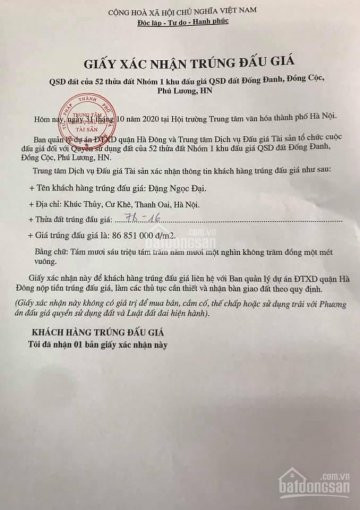 Chính Chủ 03 Thửa đất Vị Trí Kinh Doanh đấu Giá đồng đanh , đồng Cộc ,phú Lương ,hà đông , Hà Nội 3