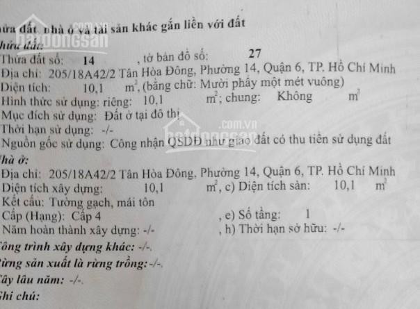 Chính Chủ Bán Nhanh Nhà Mới Xây 205/18/2 Tân Hòa đông, 10,1m2 (3*3,5m), 1 Trệt 1 Lầu Giá Tl Bao Sang Tên 8