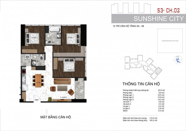 Sunshine City Nội Thất Dát Vàng, Ck 10%, Căn Góc 3pn 1032m2 Giá 45 Tỷ Bc đông Nam, View Sông, Cầu 1