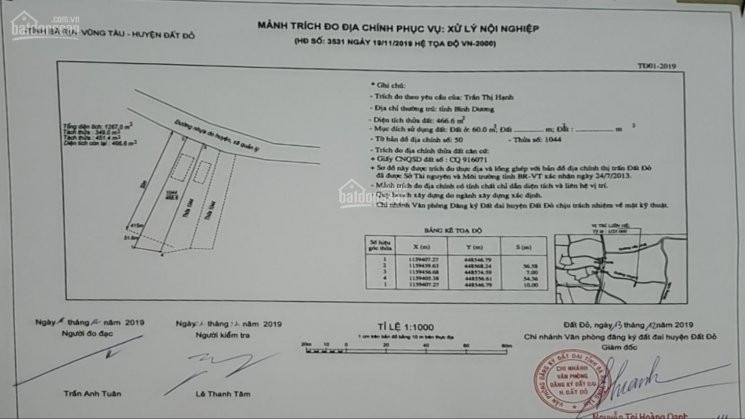 Chính Chủ Bán Nhanh 7x56m, Nở Hậu 10m, 466m2, 60 Thổ Cư, đường Nhựa 10m, Trung Tâm Thị Trấn đất đỏ, H đất đỏ, Brvt 3