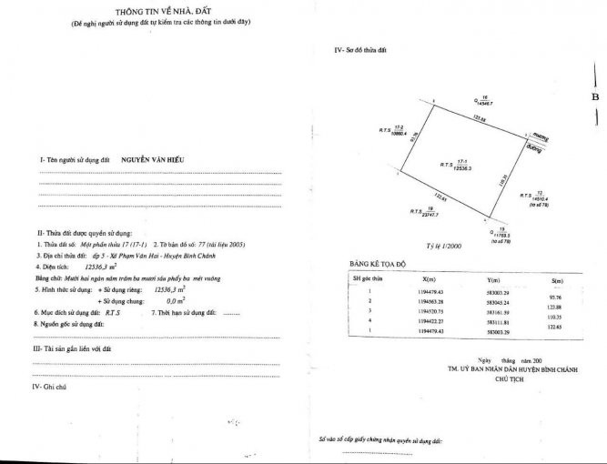 Chính Chủ Bán Nhanh đất đường An Hạ, Pvh, Bc, Tp Hcm Dt: 2,8ha, Giá 2,8tr/m2 2