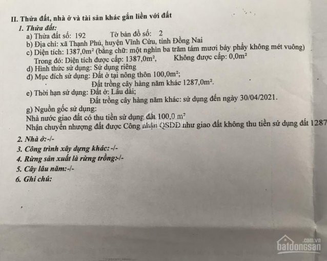 Chính Chủ Bán Nhanh đất Xã Thạnh Phú, Huyện Vĩnh Cửu, đồng Nai 2