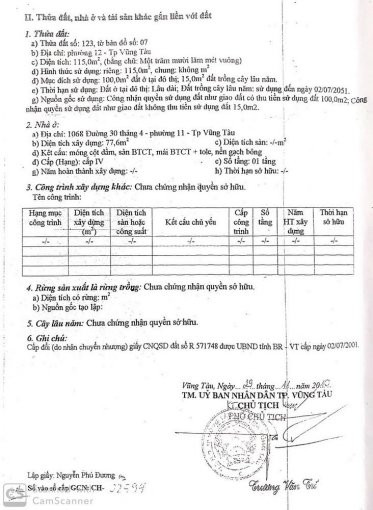 Chính Chủ Bán Nhanh Gấp Nhà Mặt Tiền đường 30/4, P 11, Tp Vt - 4x29m=115m2 (sd 160m2) - 62 Tỷ - Lh: 0785815272 8