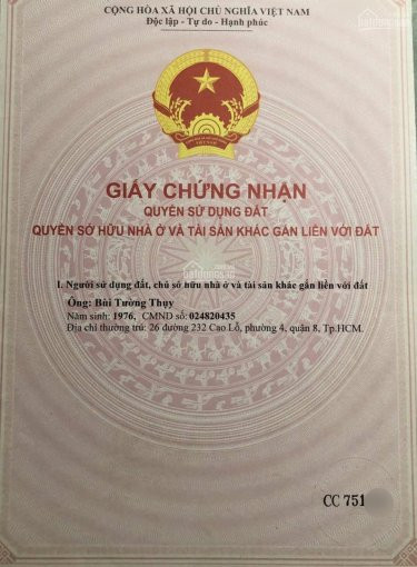 Chính Chủ Bán Nhanh Nền đất Sổ đỏ Cá Nhân Cát Lái Quận 2, Diện Tích 5x20m, Hướng Tây Nam, Giá 41 Triệu/m2 1