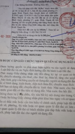 Chính Chủ Bán Nhanh Nhà Cấp 4 Q Bình Thạnh Mt đường Bình Quới, Phường 27, Nối Dài Xvnt Ngay Cầu Kinh 5,5x30m 3