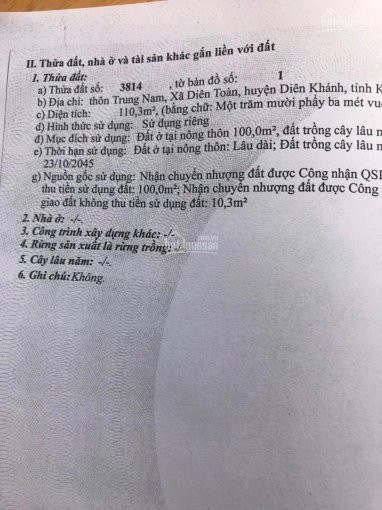 Chính Chủ Bán Nhanh Rẻ đất Thổ Cư Ngay Trung Tâm, Xã Diên Toàn, Huyện Diên Khánh 1