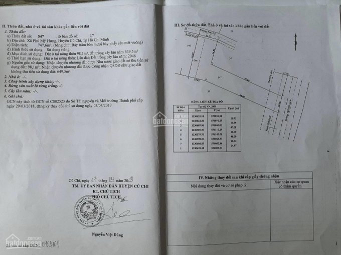 Chính Chủ Cần Bán 747m2 đất Huyện Củ Chi Giá 29ty Lh : 0933887293 1