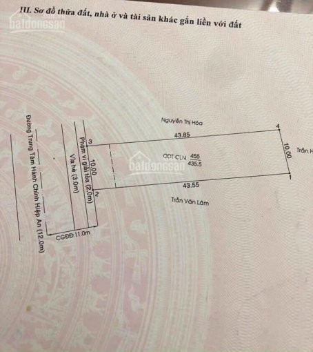 Chính Chủ Cần Bán đất Mặt Tiền đường Nhựa 12m, Trung Tâm Hành Chính Hiệp An 1