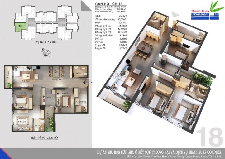 Chính Chủ Suất Ngoại Giao Chung Cư Thanh Xuân Complex 4 Phòng Ngủ, 122m2, Giá 34tr/m2 3