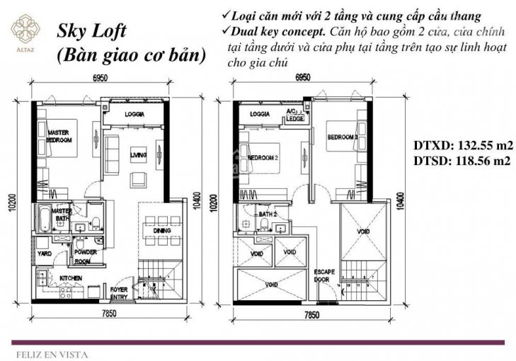 Feliz En Vista - Căn Duplex 3 Phòng Ngủ Sky Loft Tòa Altaz Dt: 133m2, Giá 67 Tỷ Lh: 0931356879 3