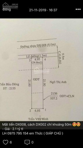 Hàng Ngộp Mặt Tiền Dx 008 Bao đẹp  Dtích 495 X 219m Thổ Cư 60m đườn Nhựa 6m Cách Dx 002 Vào 100m 4