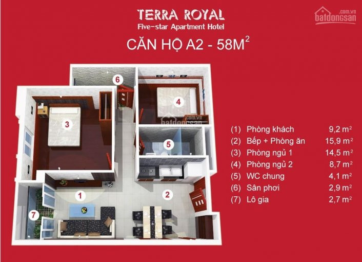 Căn Góc 57m2 Duy Nhất Tại Căn Hộ Terra Royal Có 2wc 2pn, Full Nội Thất Cao Cấp, Hỗ Trợ Vay 70% 5