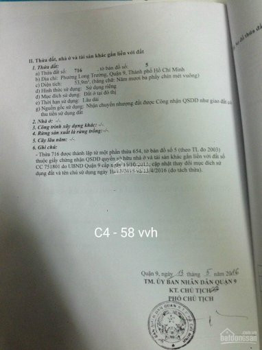 Chính Chủ Bán Lô đất Hẻm 58 Võ Văn Hát, Quận 9 Dt 54m2 Giá 2tỷ430tr Lh 0966190484 3