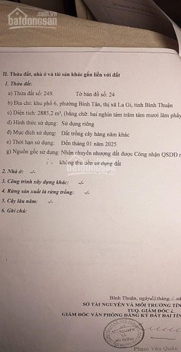 Chính Chủ Bán Nhanh đất Gần Bãi Biển đồi Dương, Txla Gi, 2885m2 8