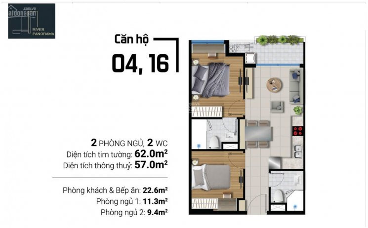 Chính Chủ Cần Bán Gấp Căn Hộ River Panorama Q7 62m2 View Công Viên Kênh đào, Giá Siêu Tốt 2,25 Tỷ Bao Vat 1