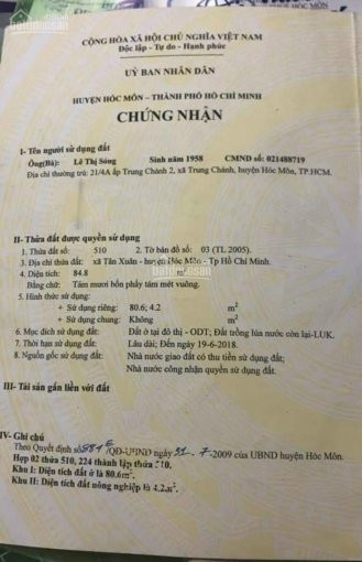 Còn đâu Rẻ Hơn??? đất Thổ Cư Dt 4,5 X 20m, Shr, Hẻm Oto 4m Thông Tân Xuân 1, Giá 2,3 Tỷ Còn Tl 3