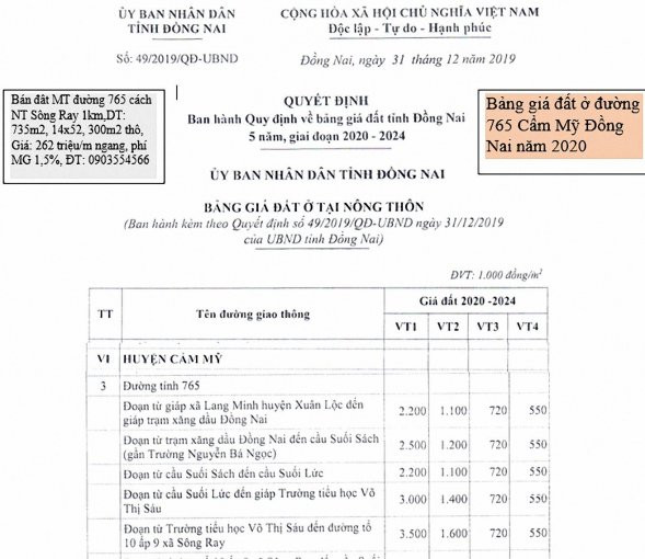 đất Mặt Tiền đường đt 765 Cách Ngã 4 Sông Ray 800m, đã Lên 300m2 Thổ Cư 6