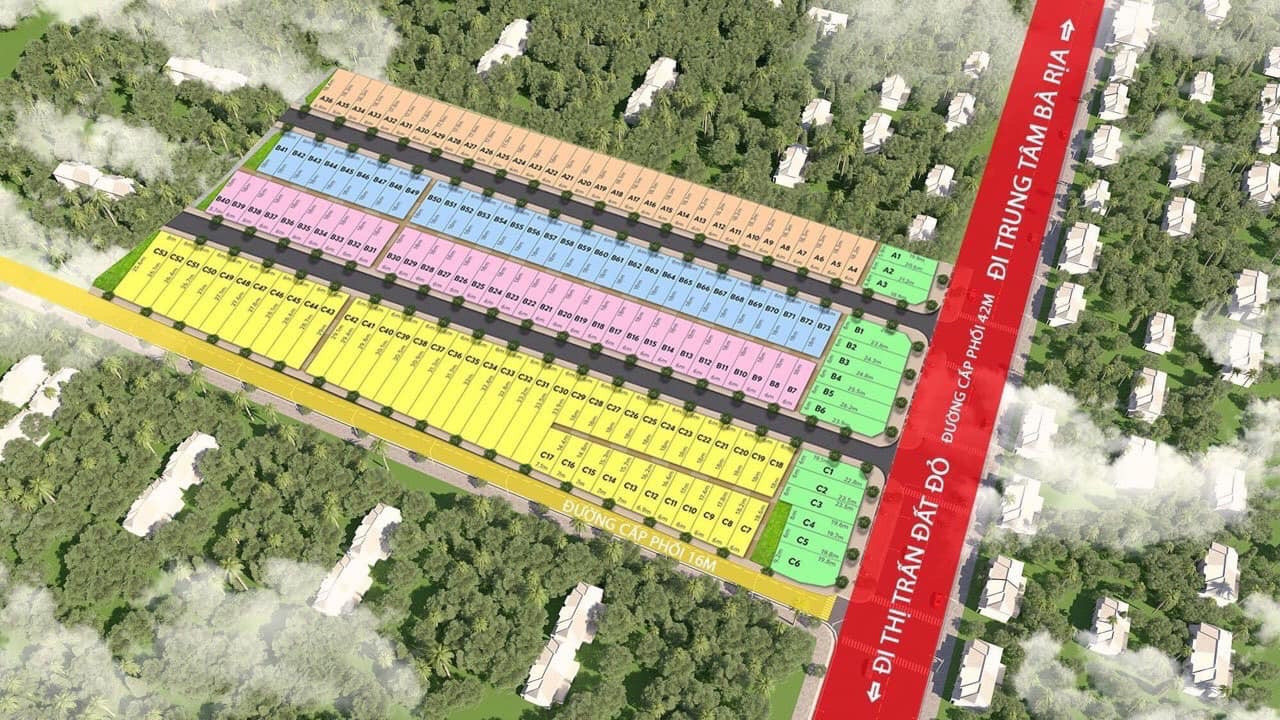 Sơ đồ quy hoạch tổng thể dự án Khu dân cư 2.6ha Đất Đỏ tại thị trấn Đất Đỏ, tỉnh Bà Rịa Vũng Tàu