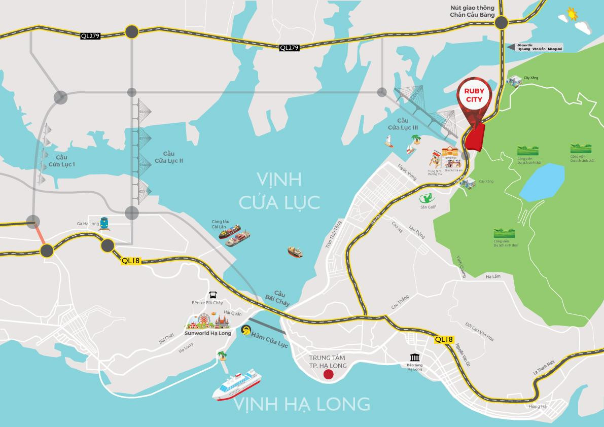 Vị trí dự án Ruby City Hạ Long, Quảng Ninh trên bản đồ