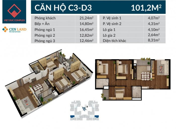 Sở Hữu Căn Hộ 3 Ngủ Giá Siêu Rẻ Tại Dự án Việt đức Complex Chỉ đúng 295tr/m2 2