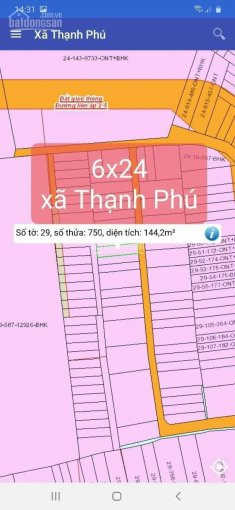 Chính Chủ Bán 144m2(6*24m)/lô Hẻm Văn Phương Xã Thạnh Phú, Cách Changshin 1km, Sổ Riêng Thổ Cư 100% 4