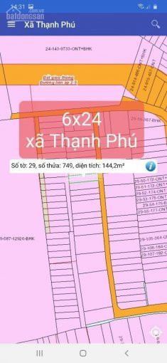 Chính Chủ Bán 144m2(6*24m)/lô Hẻm Văn Phương Xã Thạnh Phú, Cách Changshin 1km, Sổ Riêng Thổ Cư 100% 5