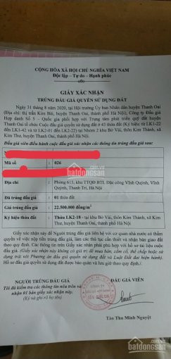 Chính Chủ Bán đất đấu Giá Bờ Vải, Kim Thư, Thanh Oai, Hà Nội 1