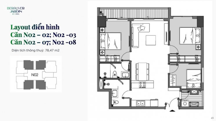 Chính Chủ Bán Nhanh Căn 07 - 78m2 Tầng 6,8, 11, 10,12,15,16,18,19 N02 Chung Cư Berriver Jardin 390 Nguyễn Văn Cừ 4