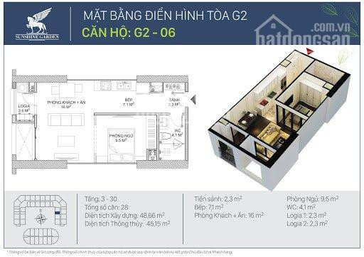 Chính Chủ Cần Bán Căn Hộ 1pn Dự án Sunshine Garden 2