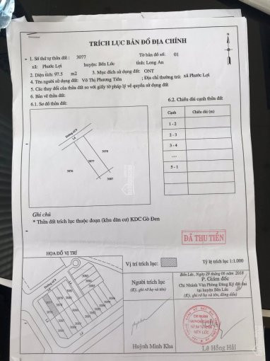 Chính Chủ Cần Bán đất Nhà Phố Khu Dân Cư Chợ Gò đen, Bến Lức, Giá Bán 2 Tỷ 1