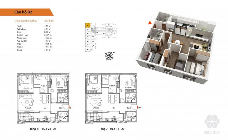 Chính Chủ Cần Bán Gấp Căn Hộ 3 Phòng Ngủ 1202, Dt85,06m2 Dự án Bea Sky Nhận Nhà Tháng 12/2020 4