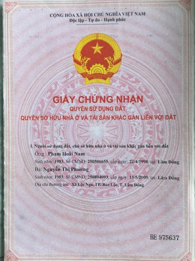 Chính Chủ Cần Bán Gấp đất ở Trung Tâm Tp Bảo Lộc, Giá 900 Triệu, Ngay Vincom 2