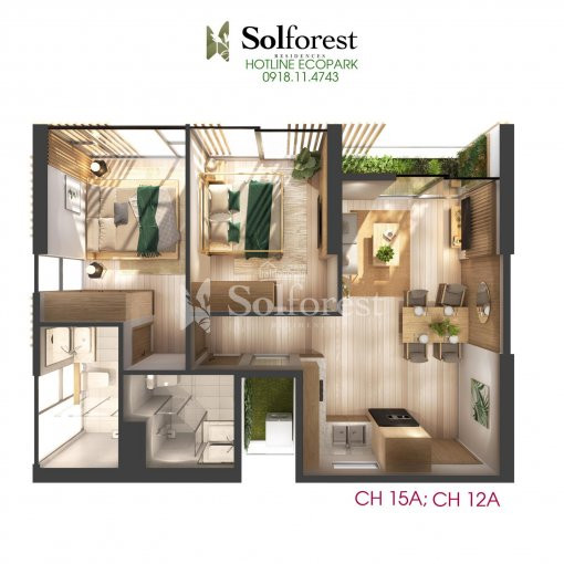 Tầng 10-16-18a Sol Forest - Tặng Cây Vàng - Căn đẹp - Htls 0%/85% - Sân Vườn đẹp - Cđt 0918114743 4