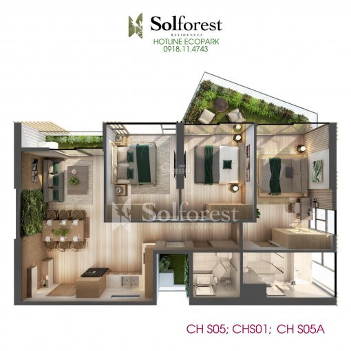 Tầng 10-16-18a Sol Forest - Tặng Cây Vàng - Căn đẹp - Htls 0%/85% - Sân Vườn đẹp - Cđt 0918114743 5